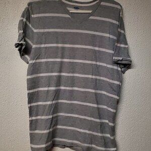 Womens Top - Old Navy Gray and White Striped Short Sleeve Shirt - Size Medium